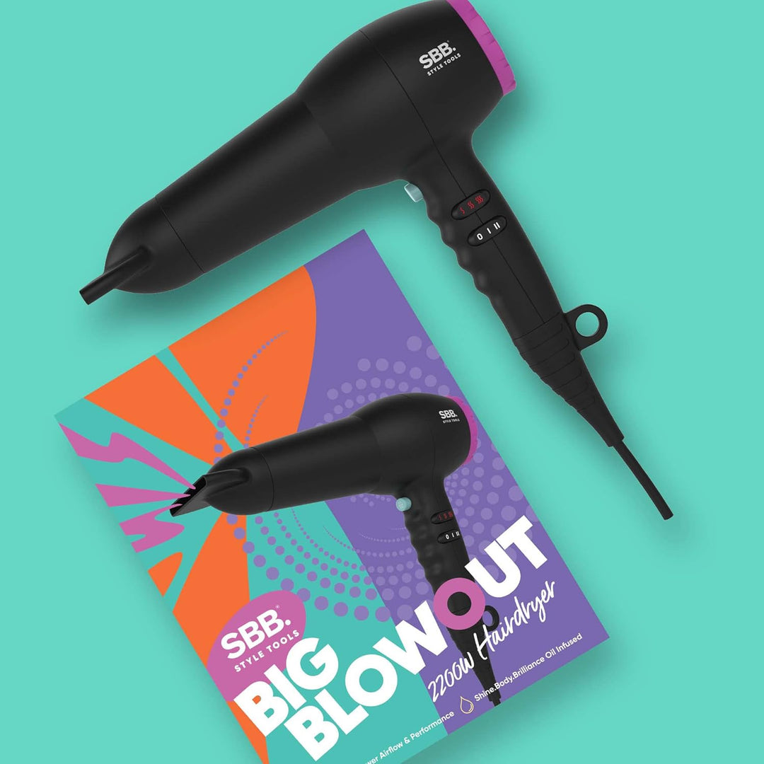SBB Big Blowout Haartrockner 2200 W - Styling-Föhn, Schnelles Trocknen | 4 Heizstufen, 2 Geschwindig
