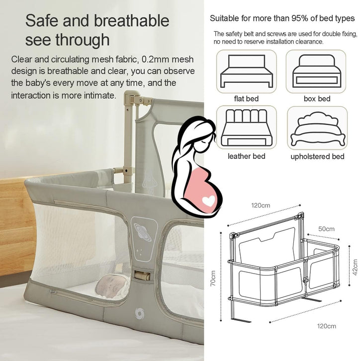 3 in 1 babybett,120x50cm,Babywiege,baby bett,Höhenverstellbares, beistellbett baby boxspringbett,mit