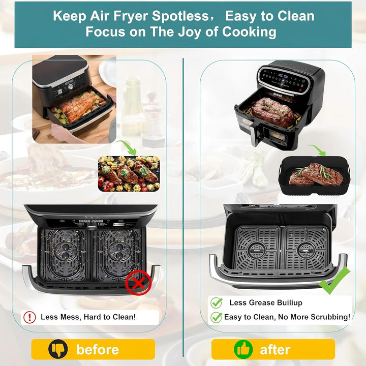 Szyeequoo Airfryer Silikonform Set für Ninja Foodi FlexDrawer AF500EU/AF500EUCP 10,4L, 1×10,4L + 2×5