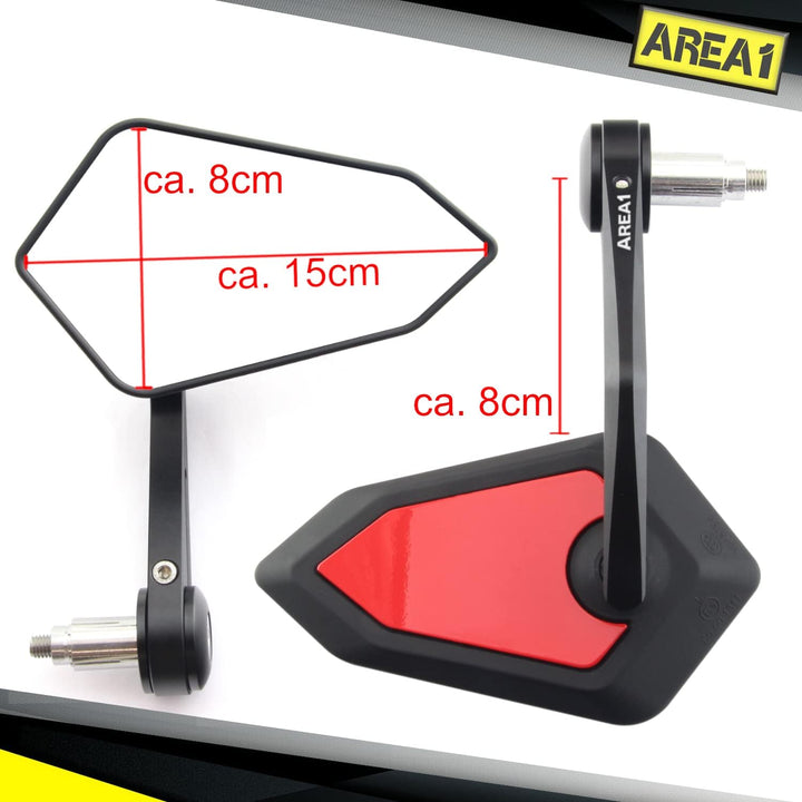 Area1 universal Motorrad Lenkerendenspiegel Rückspiegel Paar e-geprüft kompatibel mit Duke SMC/R MT0