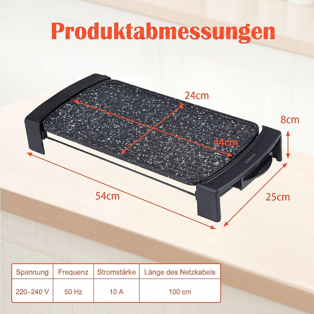 COSTWAY Elektrogrill, 2150 W Tischgrill elektrisch mit Doppelzone