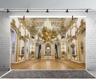 Renaiss 4.5x3m Luxuriöse Palast Hintergrund Kronleuchter Bogen Tür Edle Glitzernde Hotel Fotografie