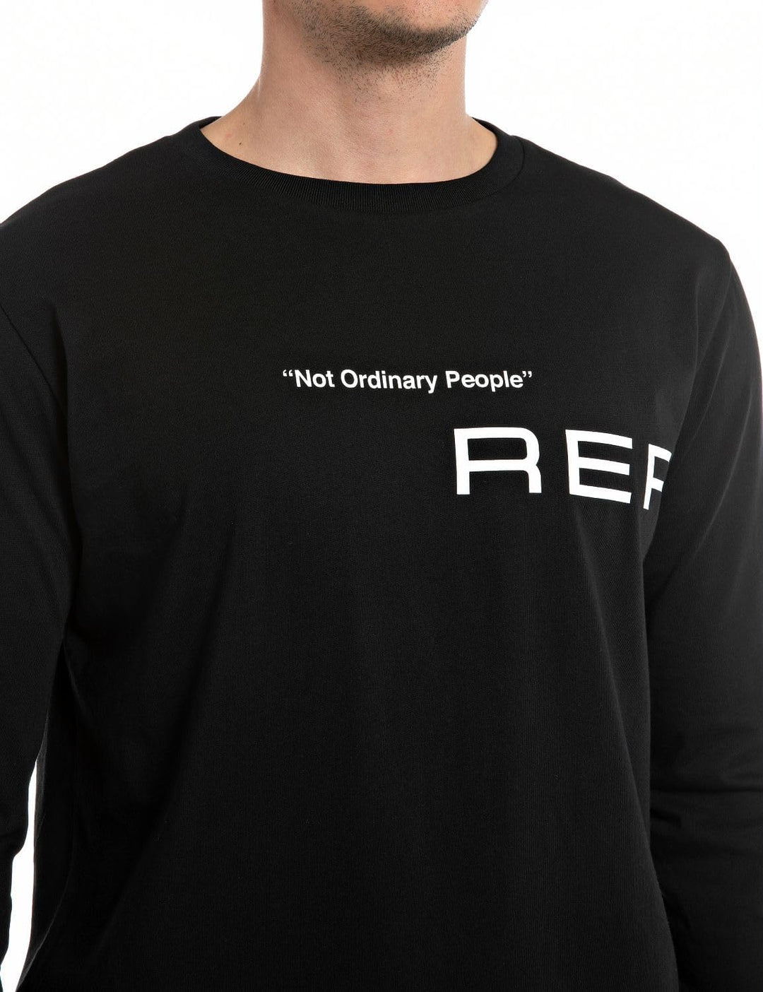 Replay Herren Langarmshirt aus Baumwolle mit Schriftzug M Black 098, M Black 098