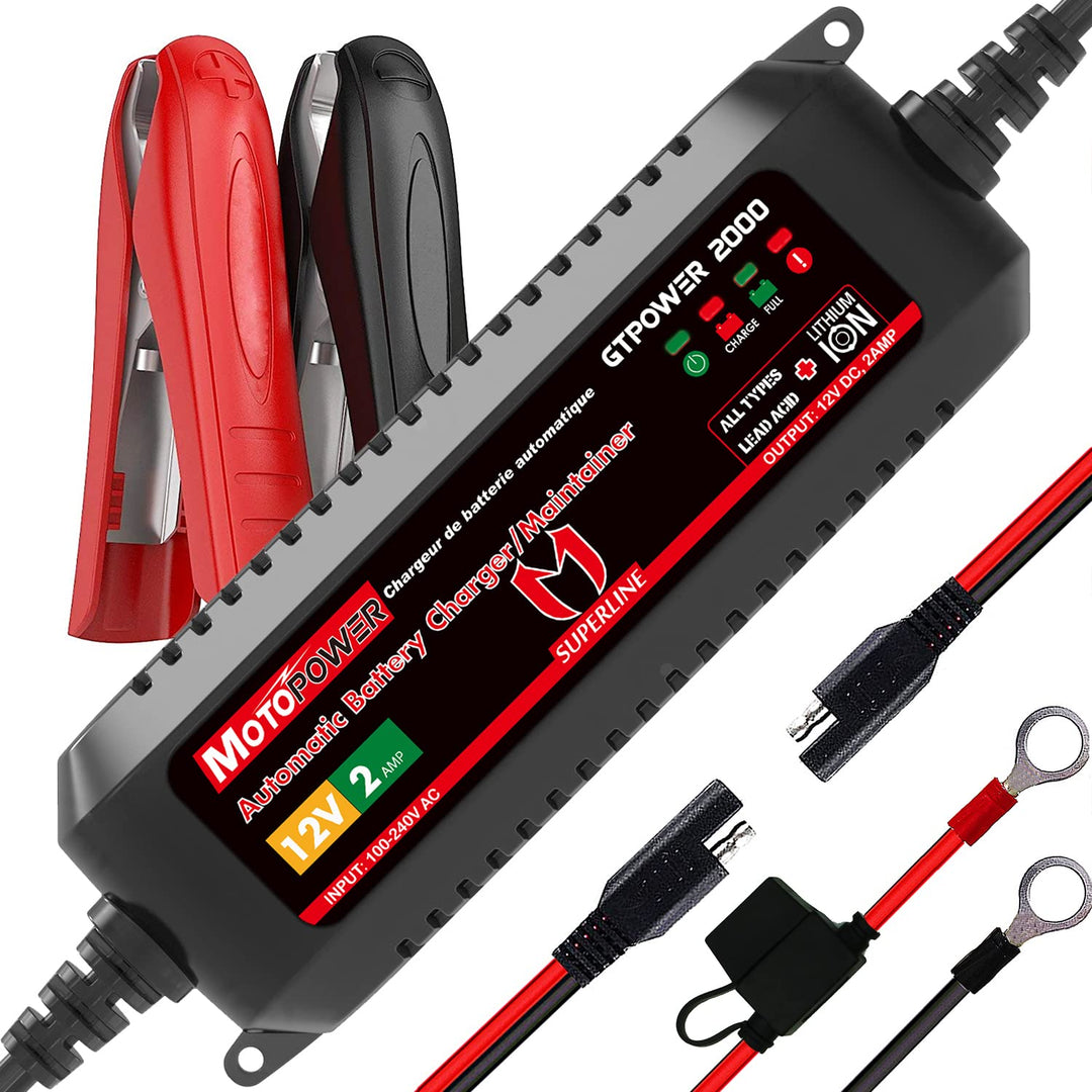 MOTOPOWER MP00207A 12V 2Amp Smart automatische Ladegerät für Bleibatterien und Lithium-Ionen-Batteri