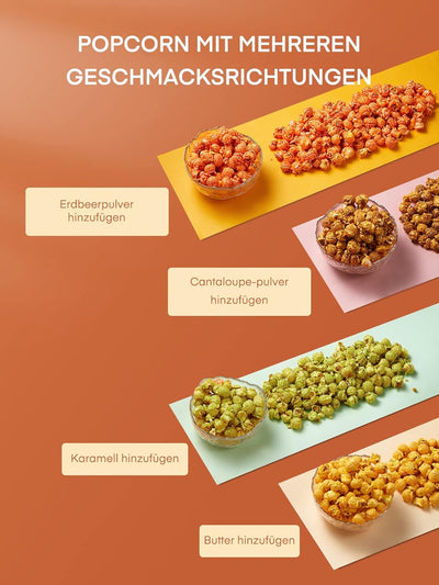 HOUSNAT Popcornmaschine, 1200W Heissluft Popcorn Maker ohne Öl, 2 Minuten Schnell Produktion, für Zu