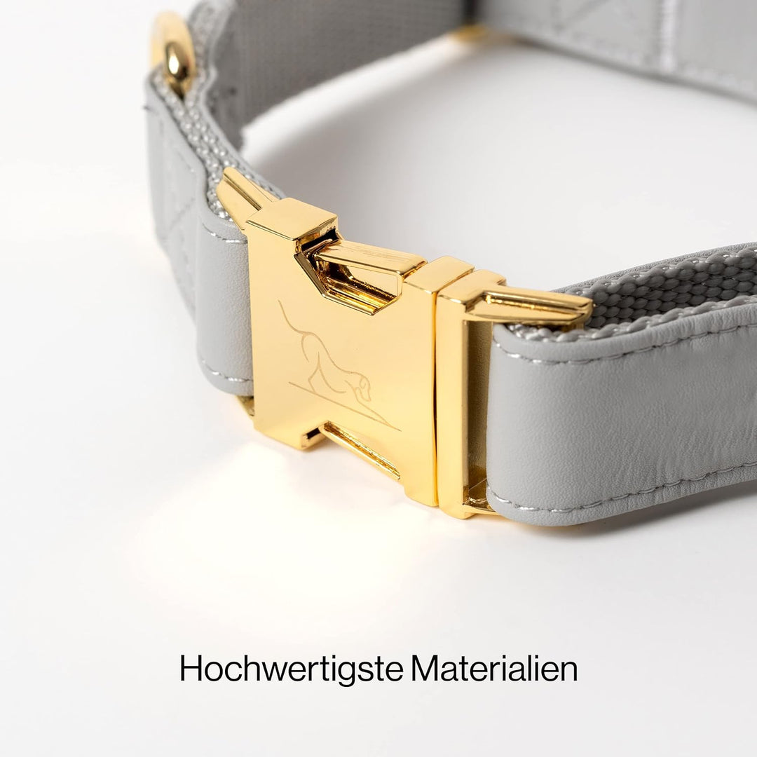 VELVETIER® Manhattan | Halsband Hund im Set mit Leine & Beutelspender | Veganes Leder | Hunde Halsbä