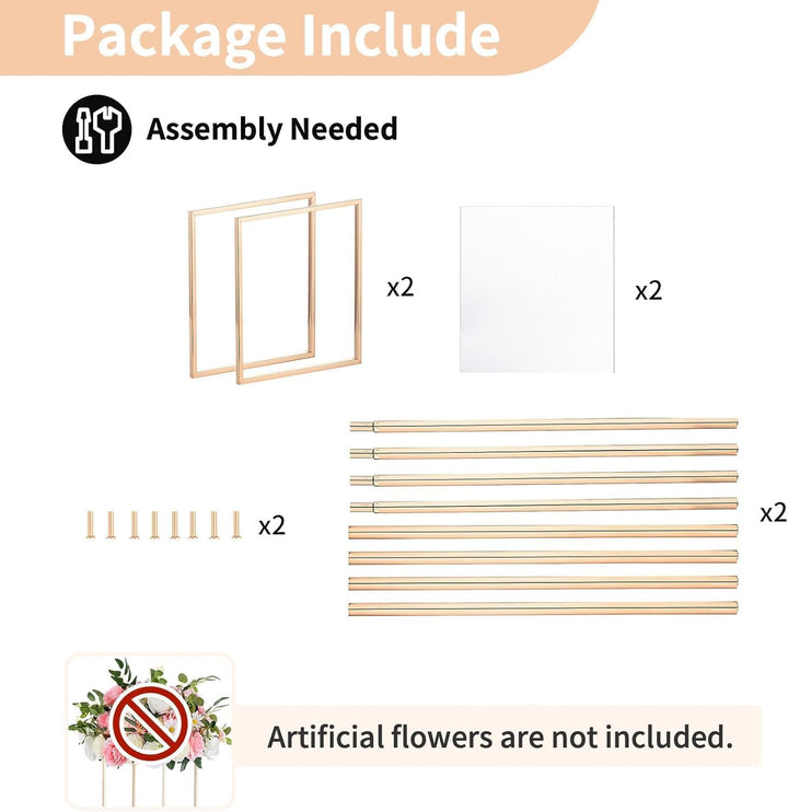 Nuptio 2 Stück Hochzeit Mittelstücke Goldvasen 60cm Hoch Blumenständer Metall Bodenvase Säule Geomet