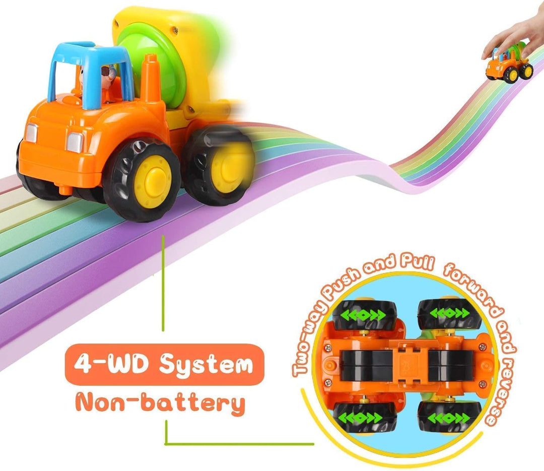 MOONTOY Baby Spielzeugauto Bagger Konstruktionsfahrzeuge Baufahrzeuge 4 in einem Set für Kinder, Tra