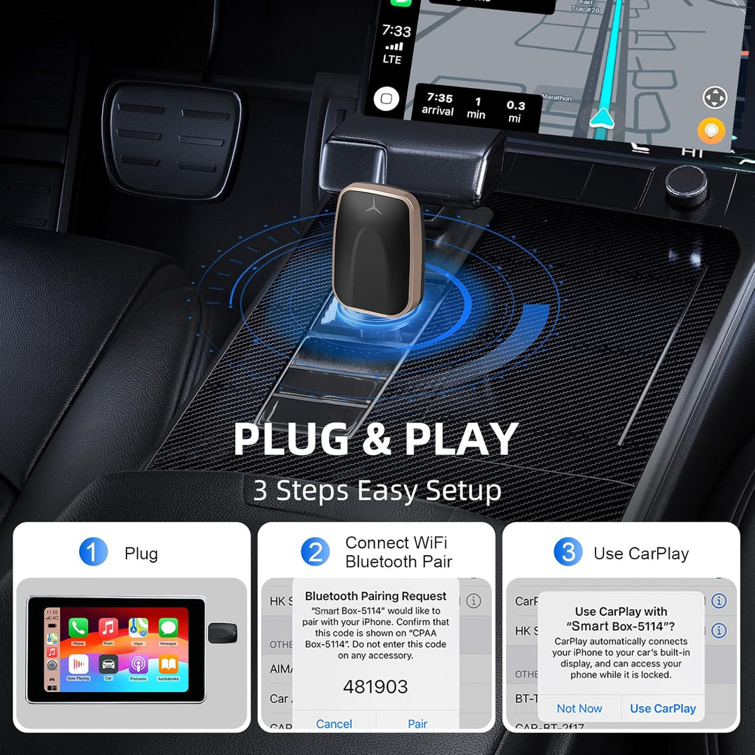 Kabelloser CarPlay und Android Auto Adapter für Autos mit Wired CarPlay, USB C/A Plug and Play CarPl
