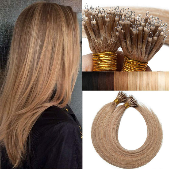 SEGO Nanoring Extension Echthaar 1g Loop Haarverlängerung Haarteile 50 Strähnen Glatt 100% Remy Huma