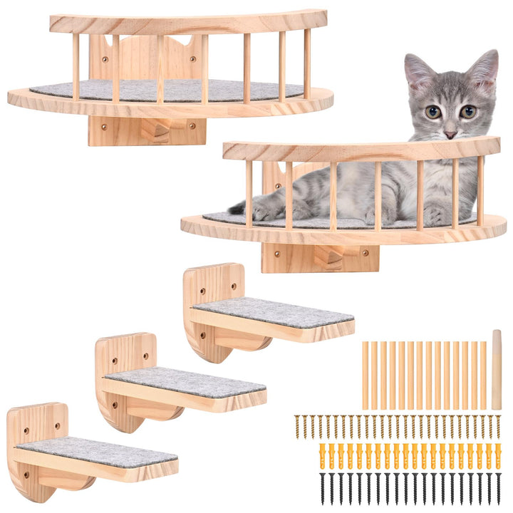 Wand montierte Katze-Hängematte, 2PCS Katze-Regale und Katze-Barsche für Wand, Katze-Wand-Möbel mit