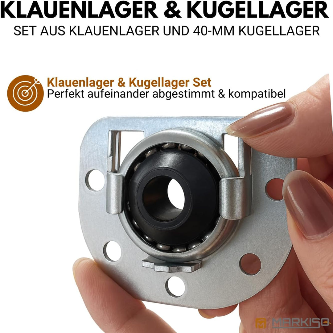markiso® 10 Set Rolladen Lager | Klauenlager inkl. Kugellager im SET -Rollladen Wandlager für alle R