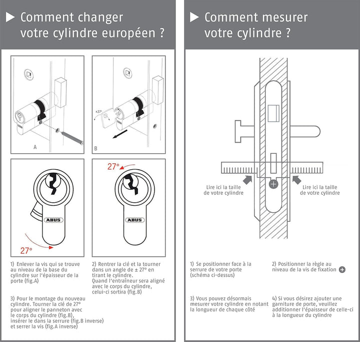 ABUS Türzylinder D6N - Schliesszylinder für Wohnungstüren, vernickelt, 50x60 mm - 33464 50x60 mm Ver