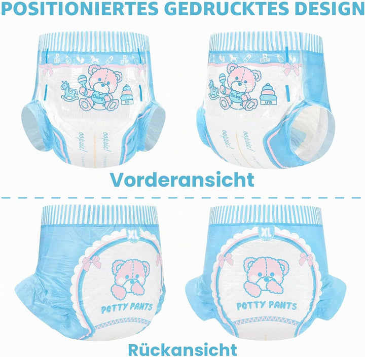LittleForBig 5500-5800 ml Erwachsenen Gedruckten Windeln 10 Stück - Potty Pants (XL), XL