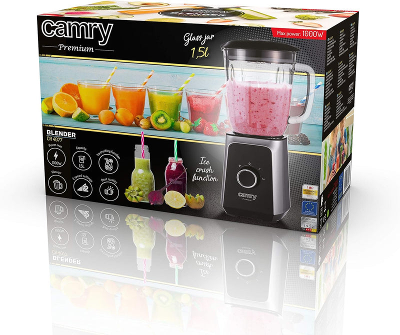 CAMRY CR 4077 Standmixer mit 1,5l Glasbehälter, Smoothie Maker, Hochleistungsmixer, Mahlung, Eis-Zer