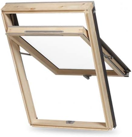 hochwertiges Holz Dachfenster Schwing mit Eindeckrahmen und Dauerlüftung 55x98 cm C4 C04 CK04 Abverk