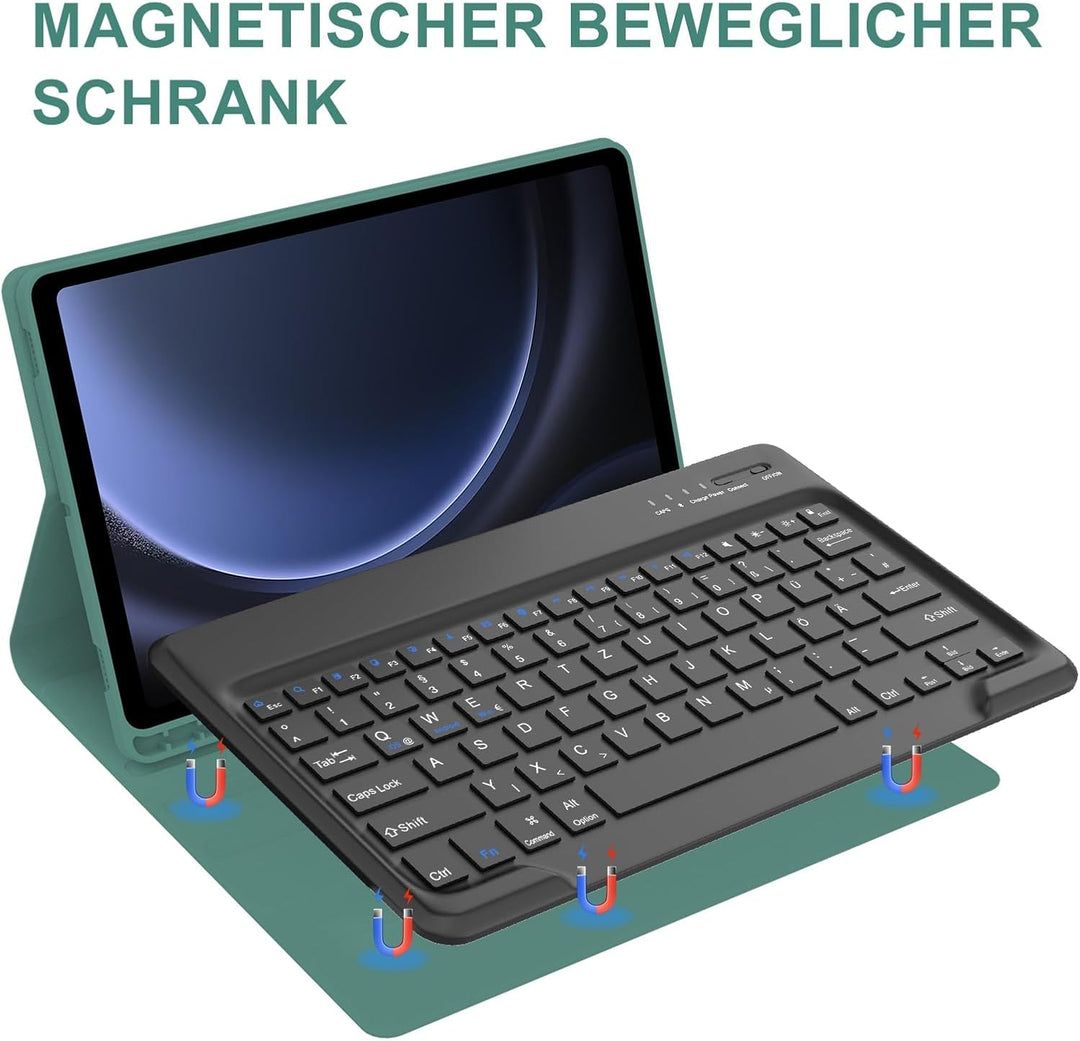 Tastatur für Samsung Galaxy Tab S10+ 2024/S9 FE+/S9 Plus 12.4", Hülle mit Tastatur für Samsung Tab S
