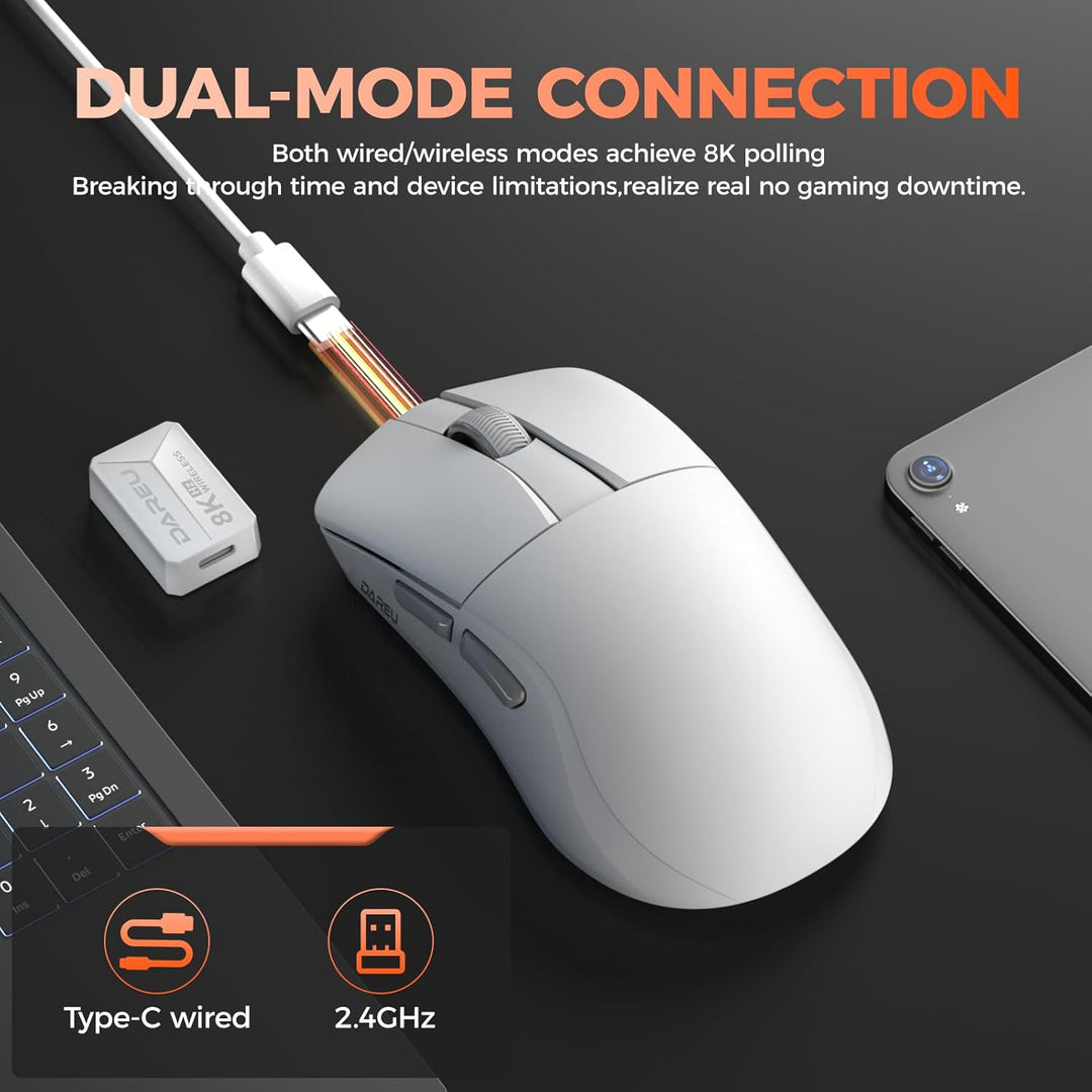 DAREU A950 Wing Wireless Gaming Mouse, Ultraleicht 35 g, Dual Polling Rate 8000 Hz, 30 000 DPI Optis
