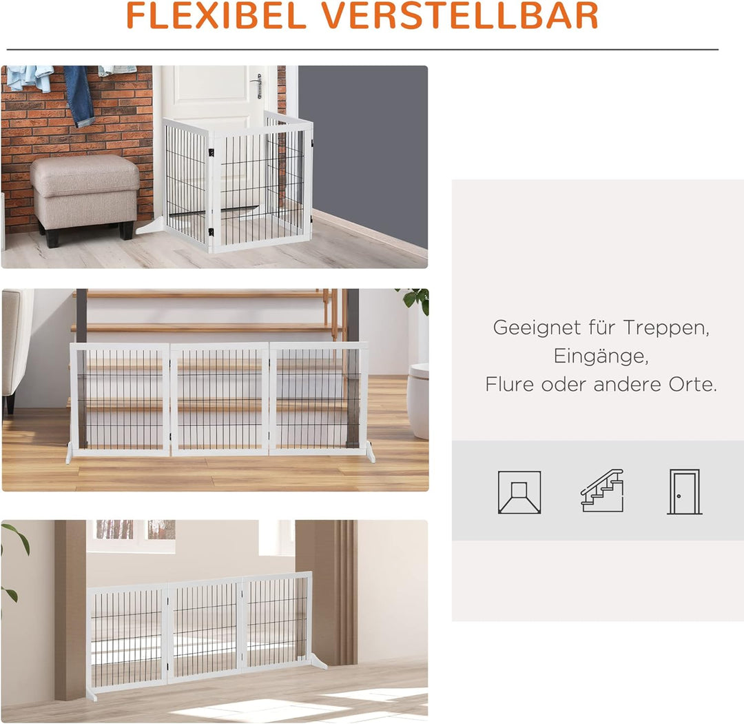 PawHut Absperrgitter für Hunde Schutzgitter Hundegitter mit Stützfüssen Treppengitter Hundeabsperrgi