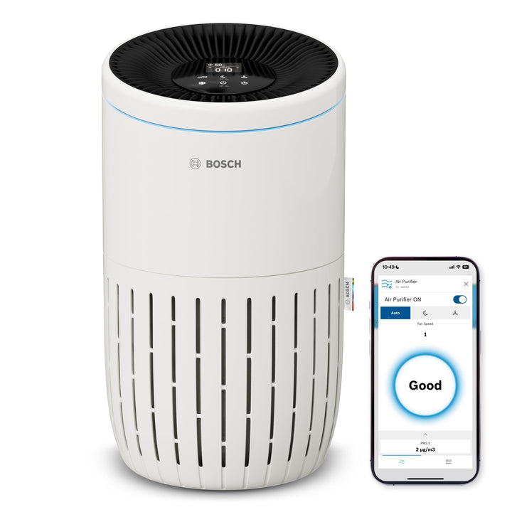 Bosch Air 4000i App-gesteuerter Luftreiniger - Für Räume bis zu 62,5 m² - Entfernt Schadstoffe - Mit
