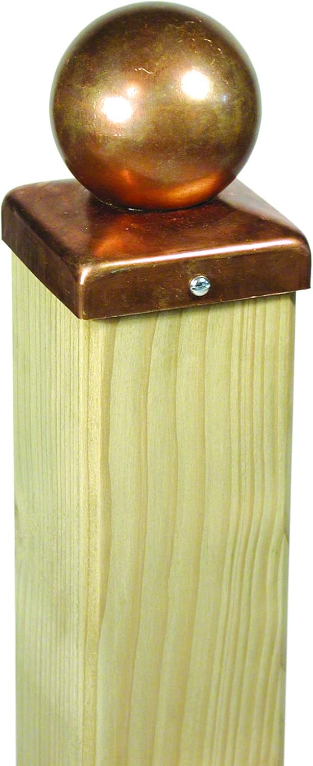 Alberts 217310 Pfostenkappe für Holzpfosten | mit Kugelkopf | Kupfer | 90 x 90 mm Kugelkopf Material