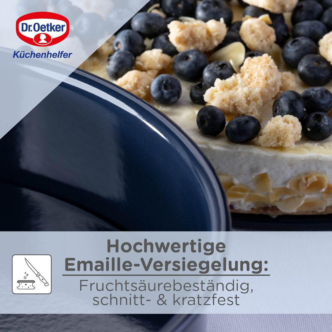 Dr. Oetker 2363 Oetker Hebeboden Ø 28 cm BACK-LIEBE EMAILLE, runde Backform mit schnitt- & kratzfest
