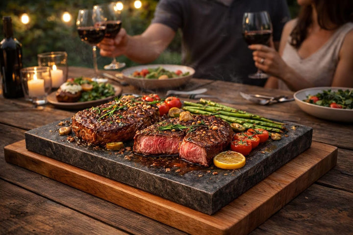 Naturstein-Grillplatte aus Speckstein 20×30×3 cm – Hitzebeständige Kochfläche zum Grillen, Braten &
