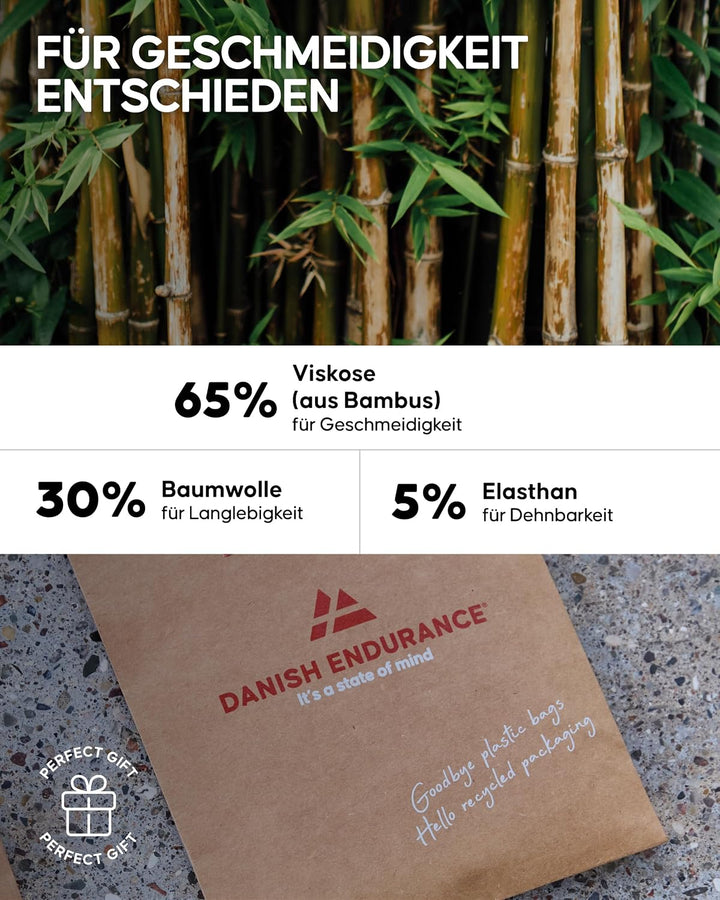 DANISH ENDURANCE 6er Pack Bambus Boxershorts Herren, Superweich &amp; Elastischer Bund, Ohne Zettel, Atm