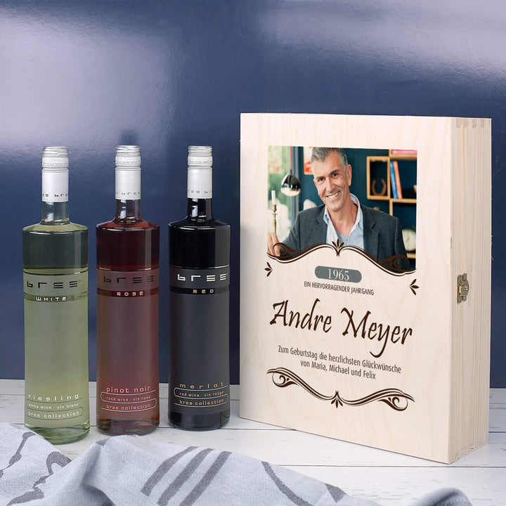 private Wine Wein-Set zum Geburtstag mit Premium Geschenkbox mit Foto und Wunschtext