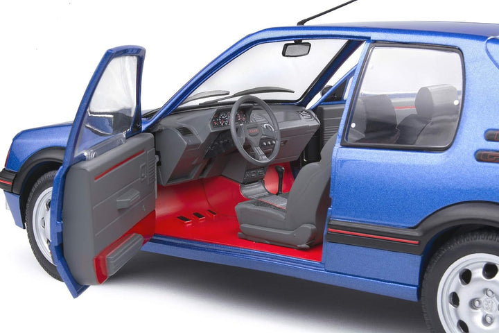 Solido 421186300 Peugeot 205 GTI, 1.9 L, MK1, 1988, Modellauto, Massstab 1:18, blau, Gelb/Rot/Schwar