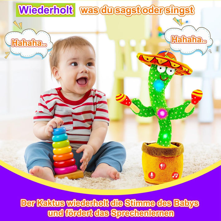 Tanzender Sprechender Kaktus Baby Spielzeug, Lautstärke einstellbar, Nachahmend Singend Wiederholend