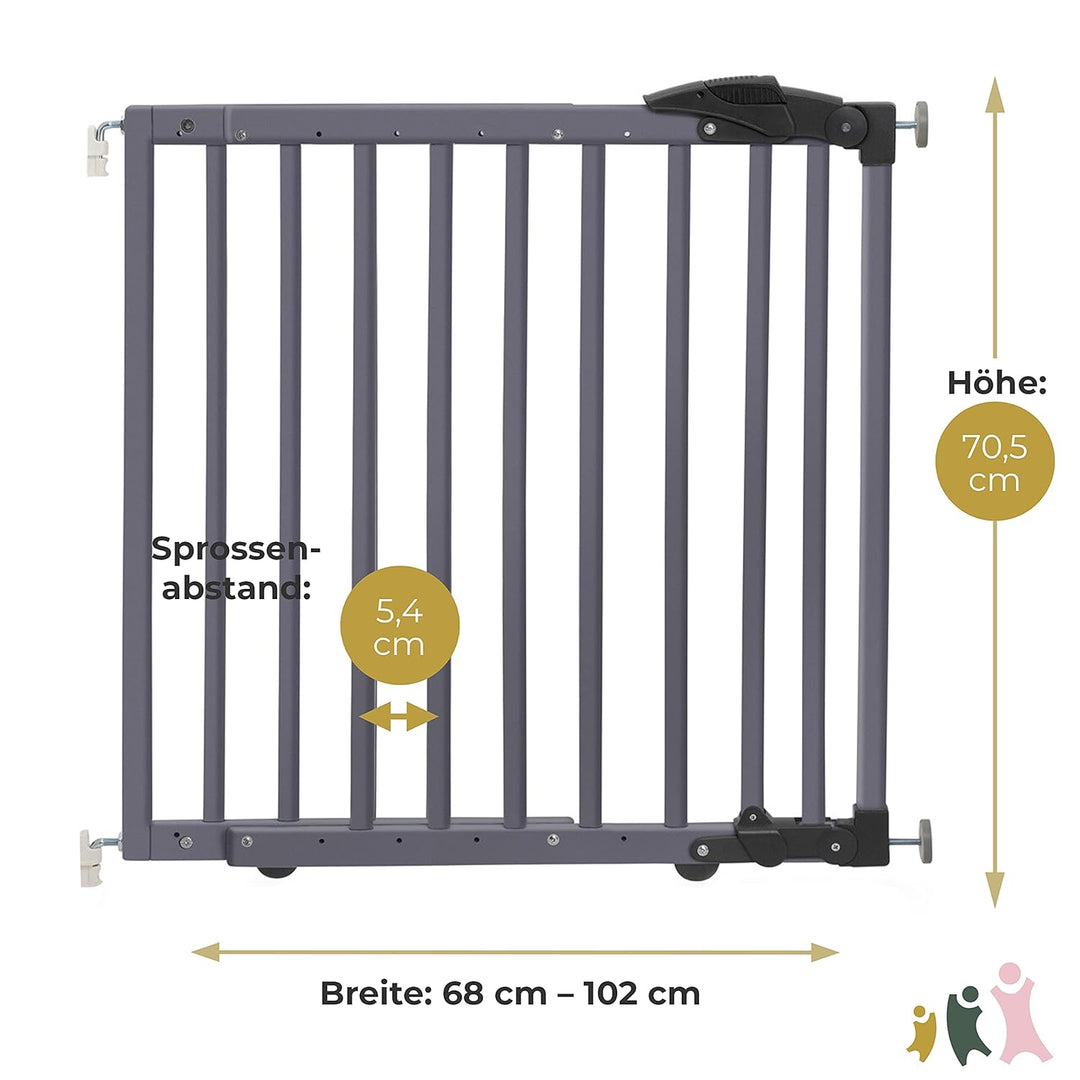 Geuther 2714 schwenkbares Klemm Türschutzgitter Passung: 68 cm -102 cm Türgitter Montage ohne Bohren