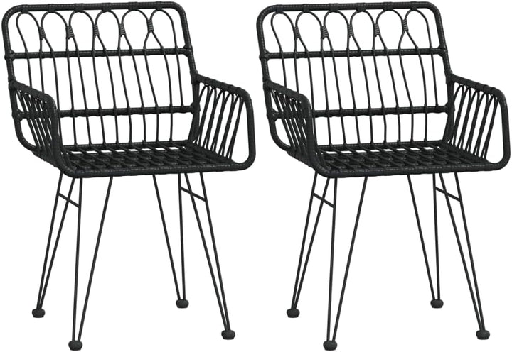 vidaXL Gartenstühle 2 STK. mit Armlehnen Schwarz 56x64x80 cm PE-Rattan, Schwarz