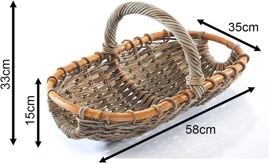Kobolo Erntekorb Rattankorb Henkelkorb Korb - geflochtenes Rattan - kubu grey