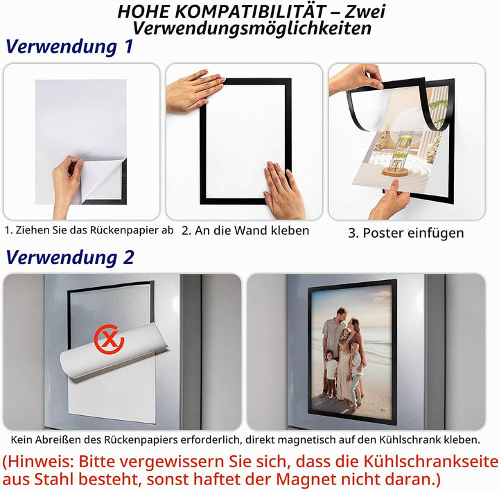 VAIIGO Magnetrahmen Info-Rahmen Selbstklebend mit Magnetverschluss für Informationsrahmen DIN A3 For