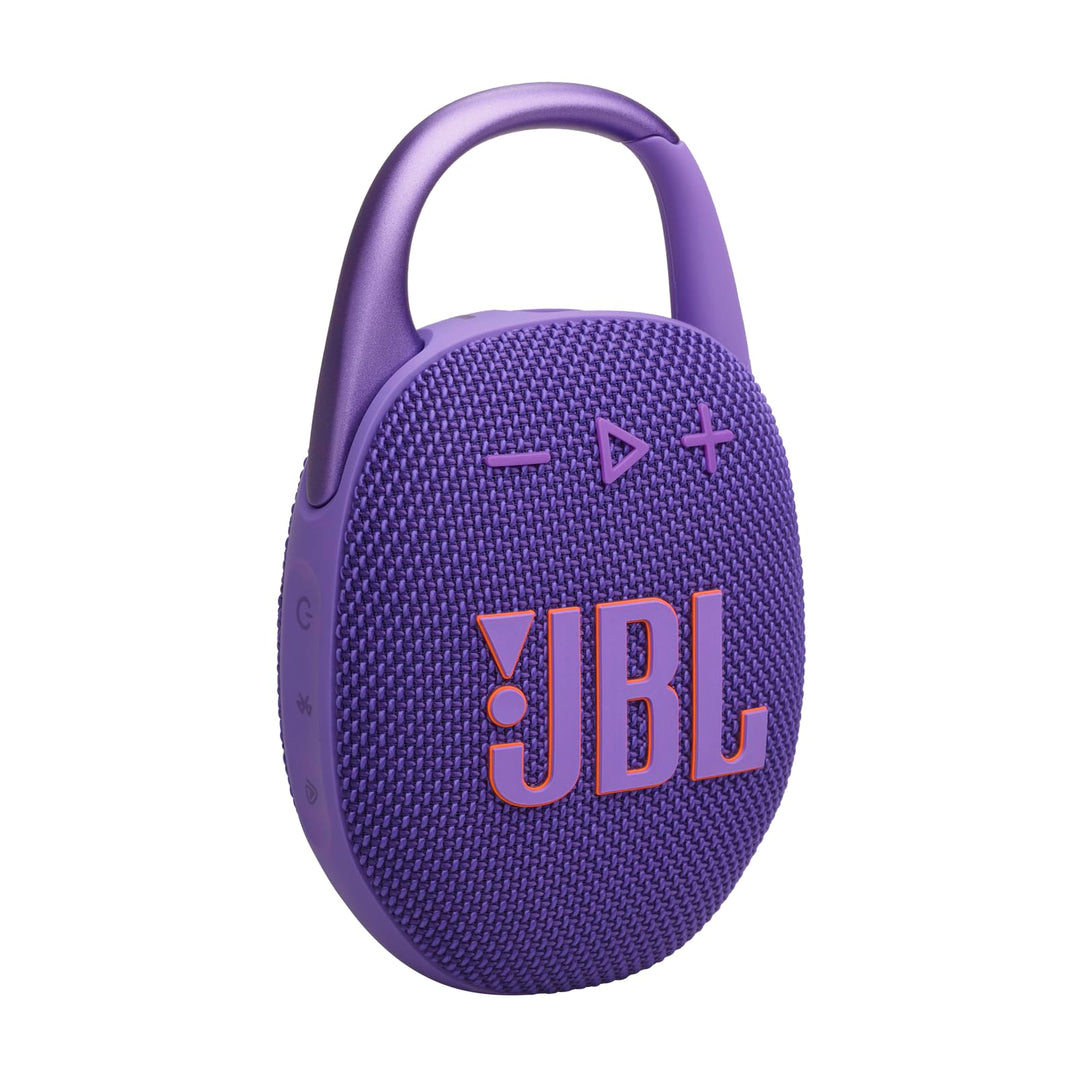 JBL Clip 5 in Lila – Tragbare Bluetooth-Lautsprecher-Box mit JBL Pro Sound, tiefem Bass und Playtime