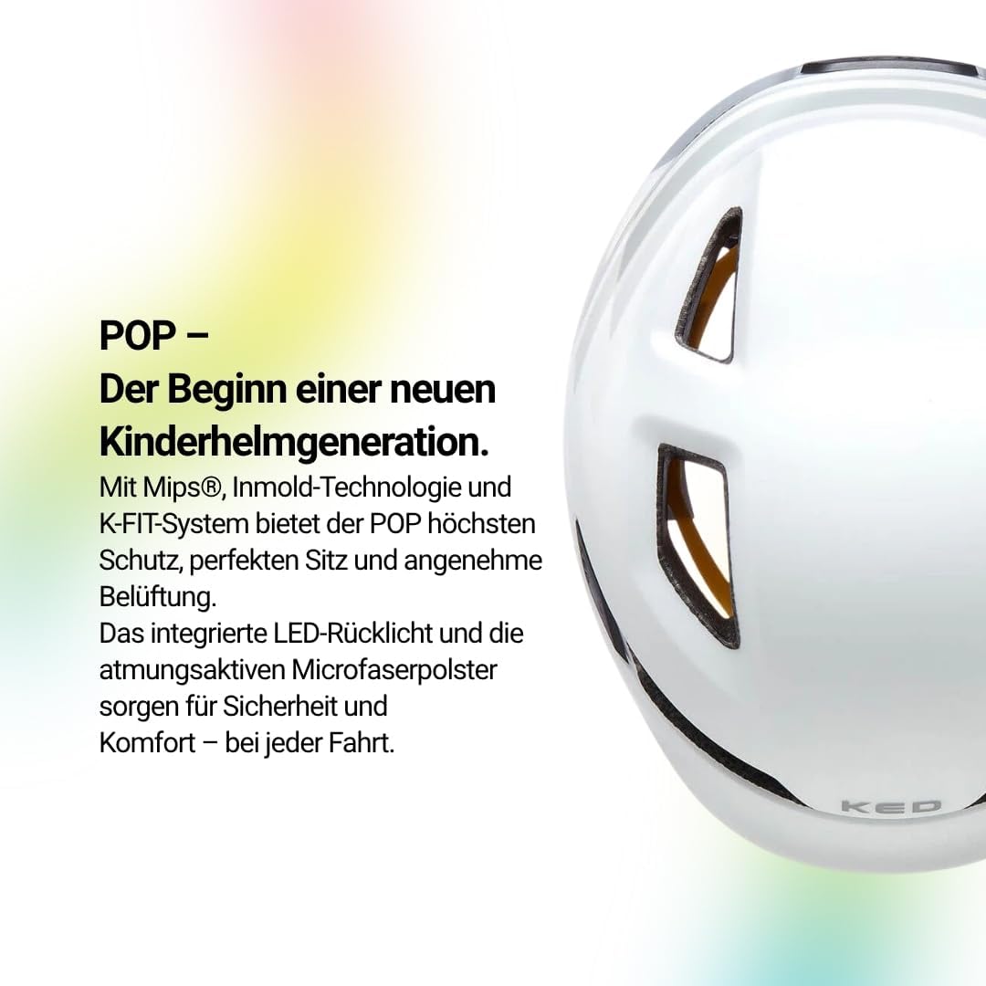 KED Pop MIPS Kinder Fahrrad Helm schwarz/weiss 2023 Weiss M (52-56cm), Weiss M (52-56cm)