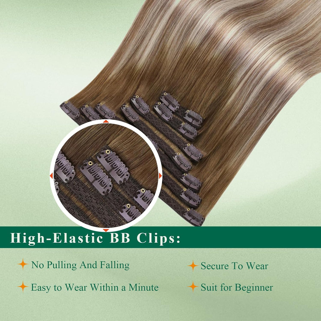 Easyouth Balayage Clip in Echthaar Extensions Blond Clip in Extensions Echthaar Remy Clip in Extensi