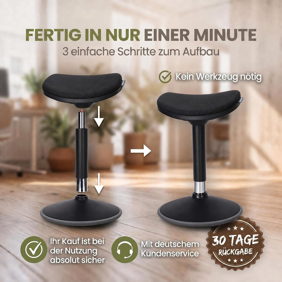 Ergonomischer Stehhocker höhenverstellbar in 3 Grössen - Wackelhocker mit Schwingeffekt - Rutschfest