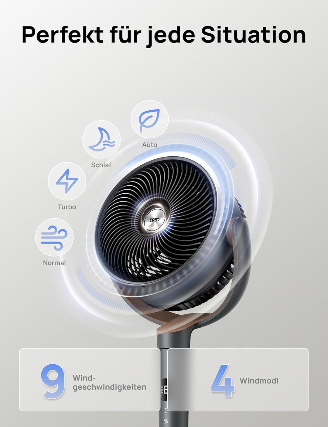 DREO Standventilator sehr leise, Ventilator gross mit Fernbedienung, 20dB Silent Ventilator mit DC-M