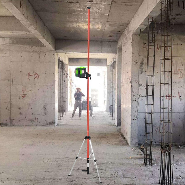 3,6m Teleskopstativ mit Halterung für Laser, Teleskopstange für Kreuzlinienlase mit 1/4" und 5/8" Ge