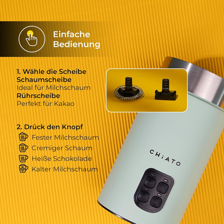 milkPLAY Milchaufschäumer Elektrisch & Milchschäumer - 4- in-1 Milk Frother, Milchkocher & Milchwärm