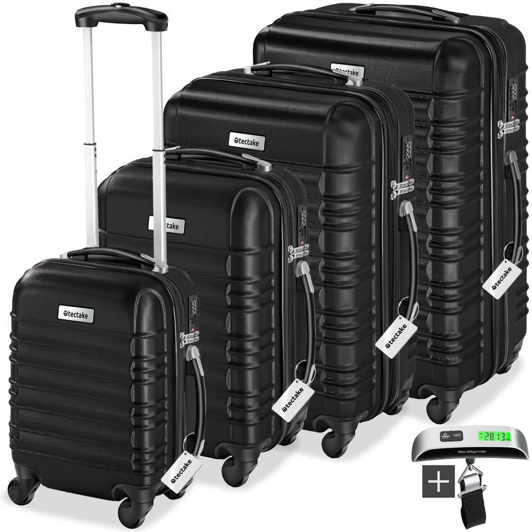 tectake® 4tlg. Hartschalenkoffer Set, Reisekoffer Set mit Rollen, Hartschale aus ABS, Koffer Set mit