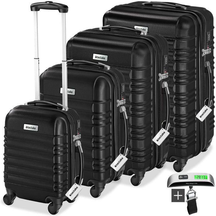 tectake® 4tlg. Hartschalenkoffer Set, Reisekoffer Set mit Rollen, Hartschale aus ABS, Koffer Set mit