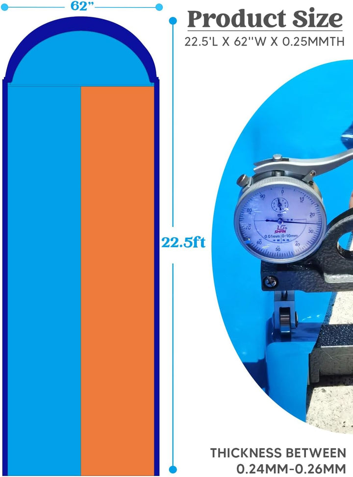 Sloosh 6,9 m Doppelrutsch-Rutschen, robuste Rasen-Wasserrutsche für Kinder und Erwachsene mit Sprink