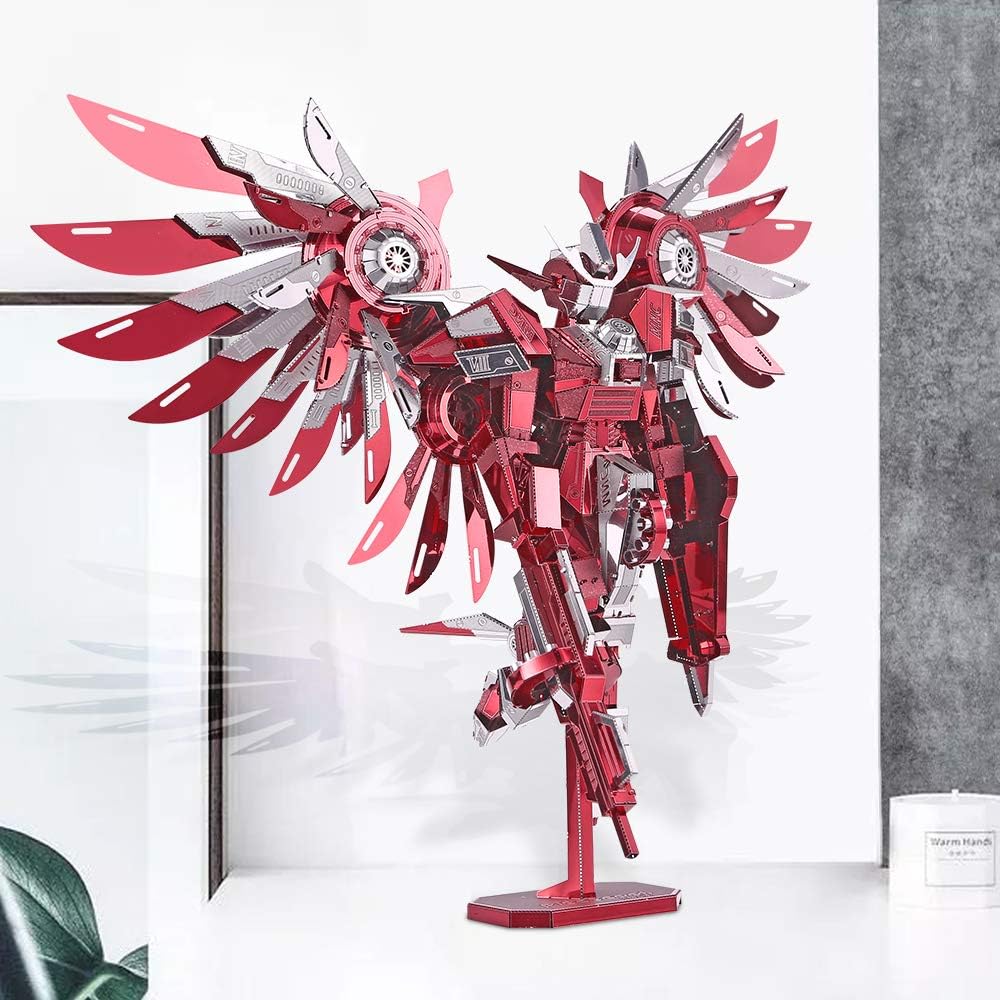 Piececool 3D Puzzle Metall, Roter Ritter Mechkrieger Kampfritter für Modellbausatz Erwachsene, 3D-Pu