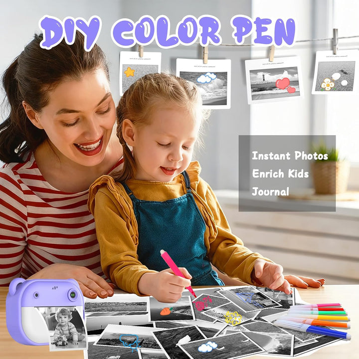 Kinderkamera Sofortbildkamera mit Druckpapier &amp; 32GB TF Karte, 1080P Digitalkamera Kinder Sofortdruc
