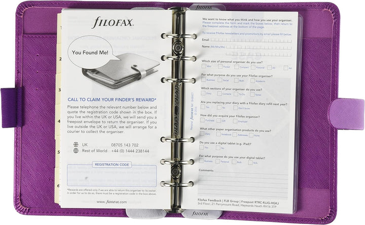 Filofax 22453 - Saffiano Persönlicher Organizer 2020, Raspberry Himbeere, Himbeere