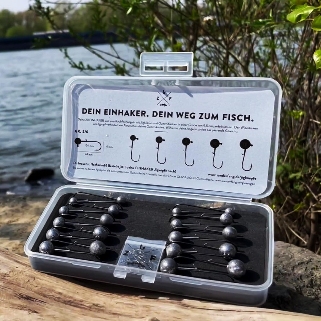 Zanderfang – Jigköpfe Angelhaken-Set Jighaken – Jigkopf Grösse 2/0 und 4/0 für Gummiköder von 8cm bi