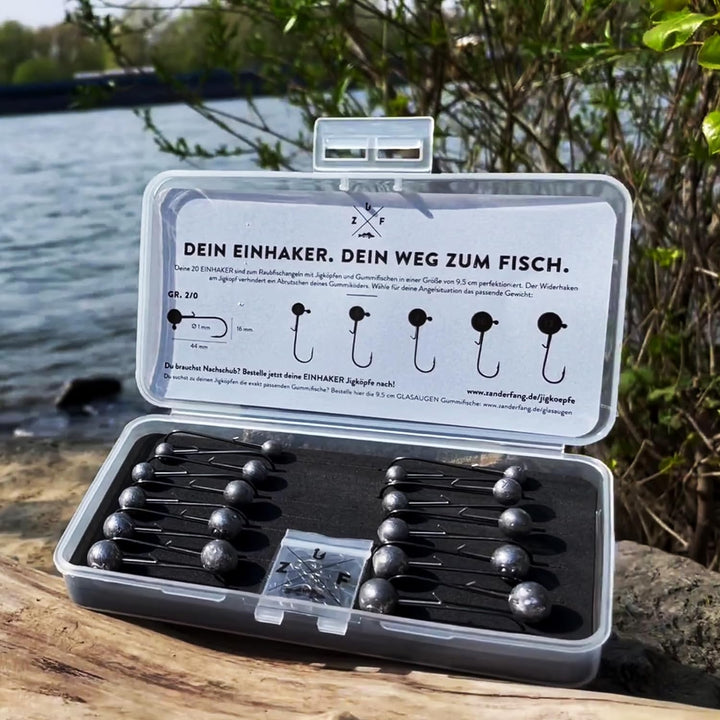 Zanderfang – Jigköpfe Angelhaken-Set Jighaken – Jigkopf Grösse 2/0 und 4/0 für Gummiköder von 8cm bi